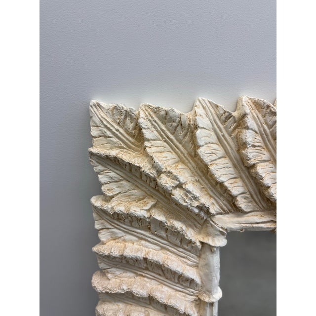 Contemporary Vintage Serge Roche Style Palm Frond Plaster Mirror For Sale - Image 3 of 10
