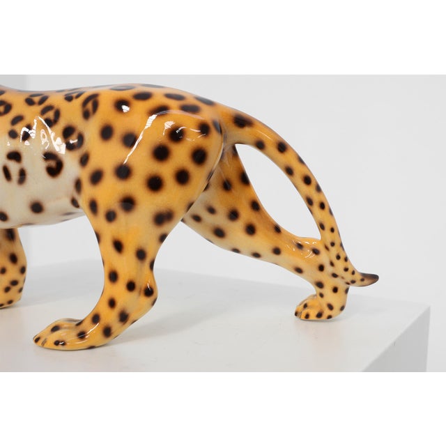 Hand‑painted Ceramic Leopard Sculpture from Giovanni Rozan, Italy, 1950s For Sale - Image 10 of 11