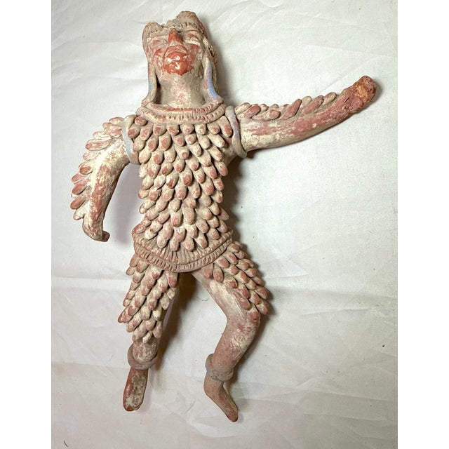 Mexican Antique 19th Century Mexican Handmade Terracotta Pottery Warrior Sculpture For Sale - Image 3 of 13