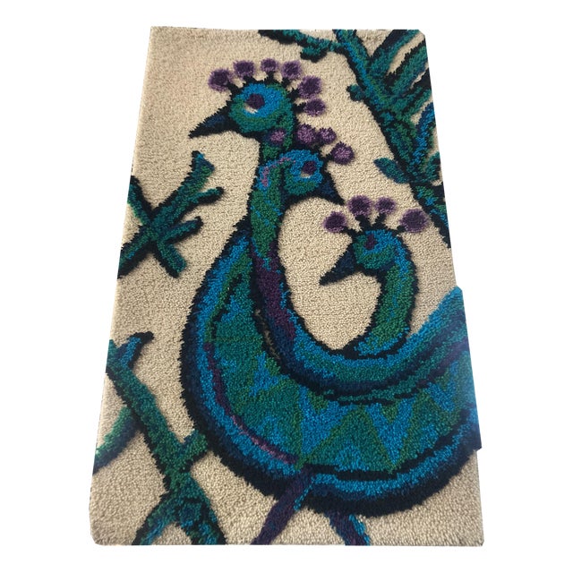 Vintage Peacock Wall Tapestry, 1970s For Sale