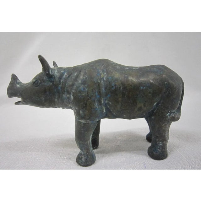 Old Thai Bronze Rhino FIgure For Sale - Image 6 of 6