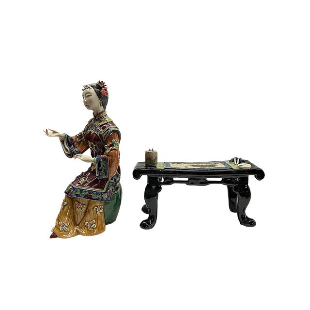 2000 - 2009 Chinese Porcelain Qing Style Dressing Painting Lady Figure For Sale - Image 5 of 5