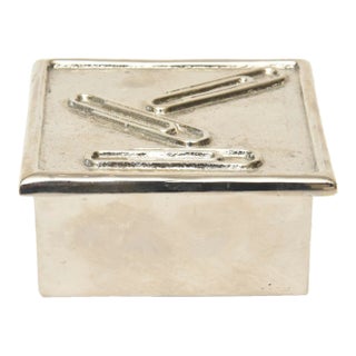 Vintage Sarreid Nickel Silver Over Brass Paper Clip Small Box Restored For Sale