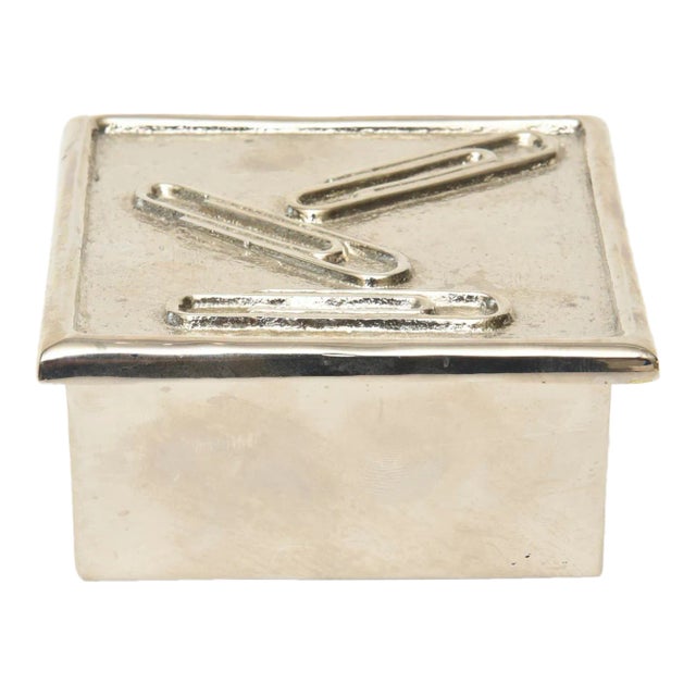 Vintage Sarreid Nickel Silver Over Brass Paper Clip Small Box Restored For Sale