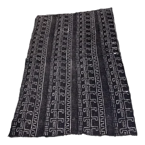 Vintage African Black and White Mud Cloth Textile Mali 41" by 61"
