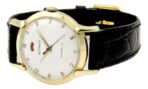 Le Coultre Automatic Men's 14k Gold & Leather Band Wrist Watch
