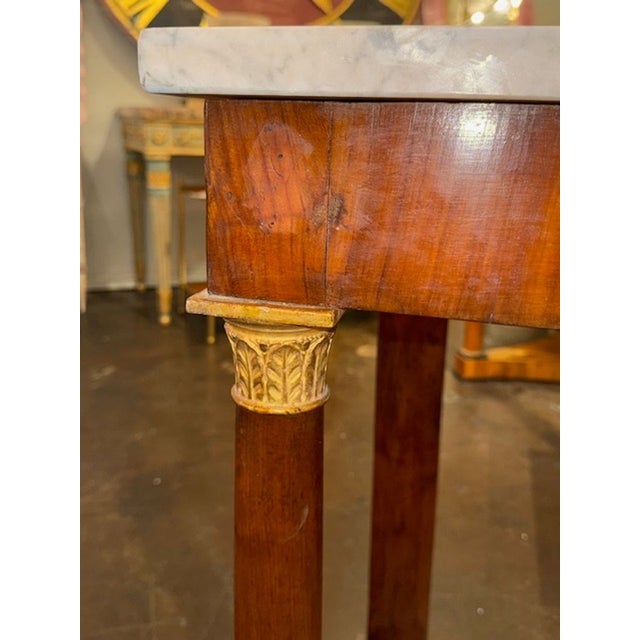 19th Century Pair of Empire Style Italian Walnut Consoles For Sale - Image 4 of 7