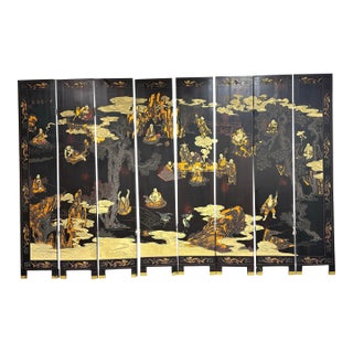 Chinese Eight Immortals Mountain Cloud Eight Panel Screen For Sale