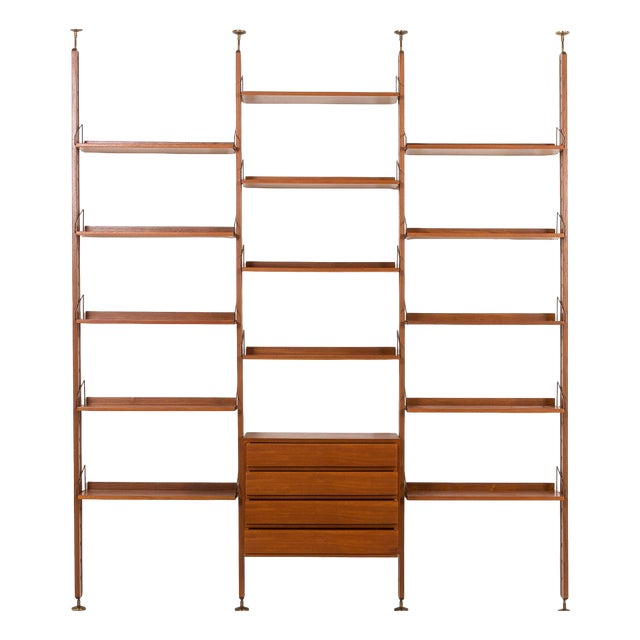 Mid-Century Modern Italian Teak Wall Unit, 1960s For Sale