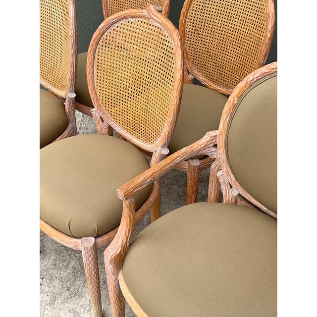Vintage Carved Faux Bois Dining Chairs - Set of 6 For Sale In West Palm - Image 6 of 12