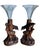 Pair of black forest Deer figural base vase holders of glass with special size and floreal design 17 cm high incl vases....