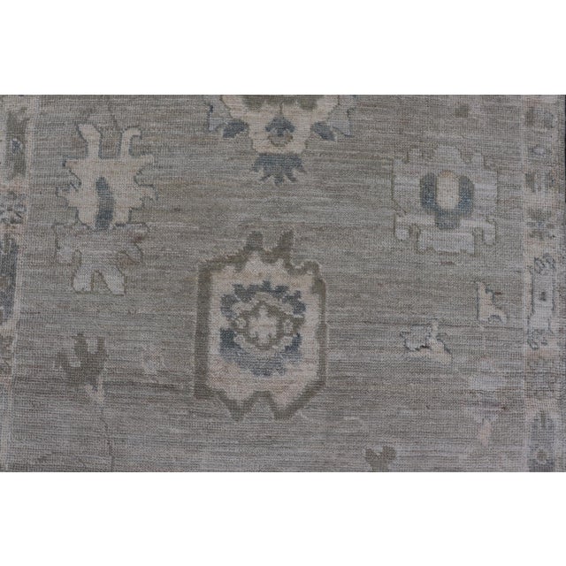 Gray Afghanistan Oushak Rug With Soft Sage Gray Field and Tribal Motifs For Sale - Image 8 of 10