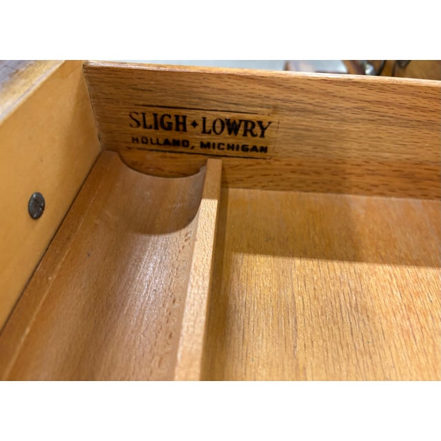 Vintage Sligh Lowry Furniture Green Leather Top Executive Desk For Sale - Image 16 of 18