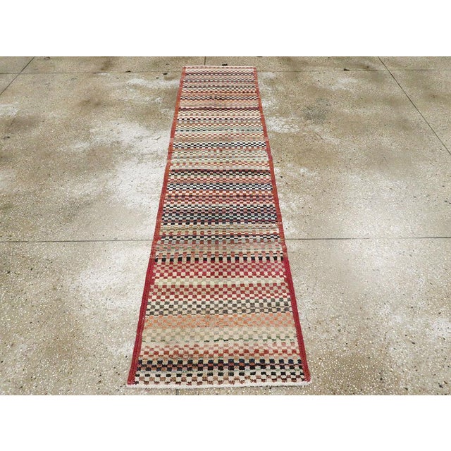 Galerie Shabab Collection Mid-20th Century Handmade Turkish Anatolian Art Deco Style Runner For Sale - Image 4 of 10