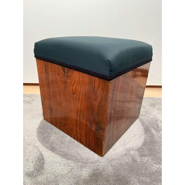 Art Deco Cubic Stool in Walnut Veneer, France, 1930s For Sale - Image 6 of 9