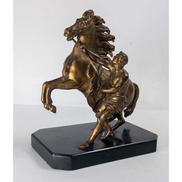 19th Century French Gilt Bronze of Rearing Marly Horse After Guillaume Coustou For Sale - Image 4 of 17