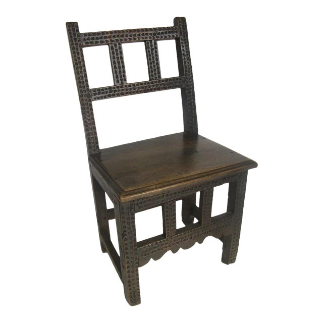 Spanish Colonial Chip Carved Mortise and Tenon Chair Chairish