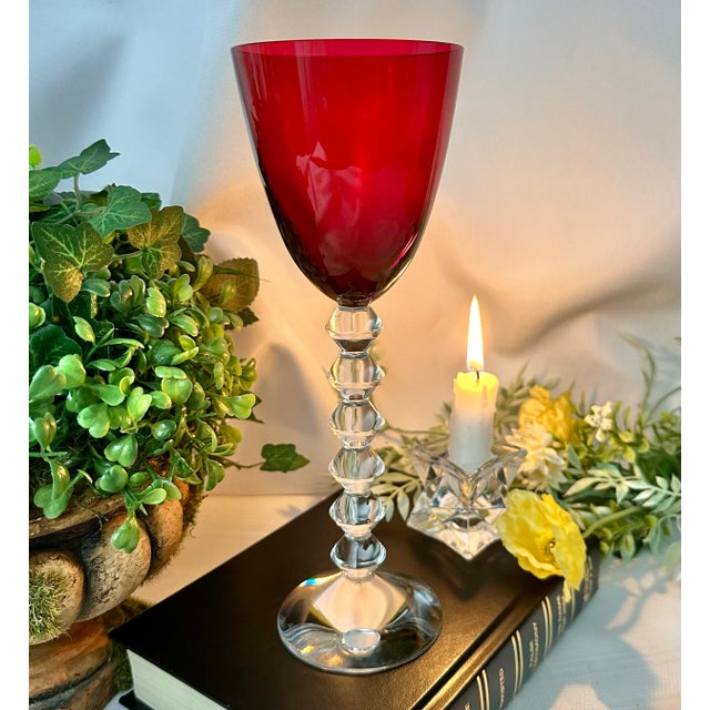 Ruby Red Vintage Baccarat Vega Ruby Red Rhine Wine Glass For Sale - Image 8 of 10
