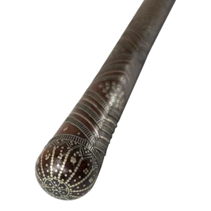 18th or 19th Century Russian or French Silver Pique Work Cane Walking Stick