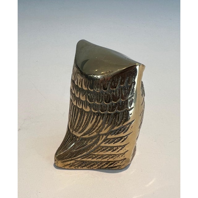 Mid-Century Modern 1970s Set of 3 Small Decorative Brass Owls For Sale - Image 3 of 12