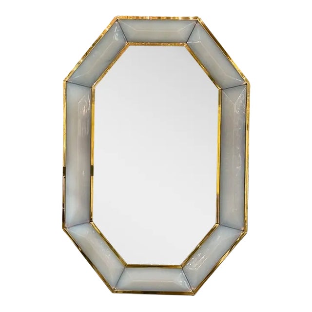 Murano Opalescent Octagonal Mirror For Sale