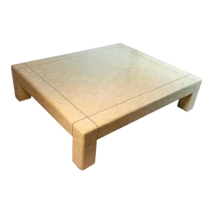 1970s Monumental Coffee Table in Tessellated Stone & Brass by Karl Springer, Signed