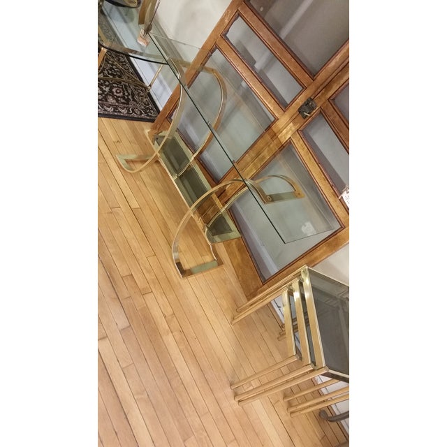 Modern 1970s Hollywood Regency Style Glass and Brass Console Table For Sale - Image 3 of 8