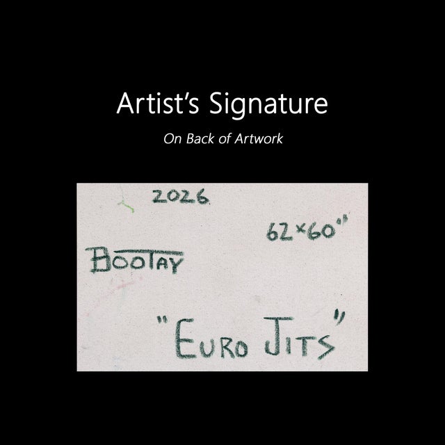 Charcoal Euro Jits - Original Organic Modern Abstract Oil Acrylic and Charcoal Painting on Canvas For Sale - Image 8 of 8