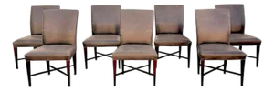 Baker Furniture Brown Leather Dining Chair Set