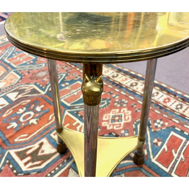 Brass Early Neoclassical Brass and Polished Steel Three Legged Taboret or Side Table For Sale - Image 8 of 10