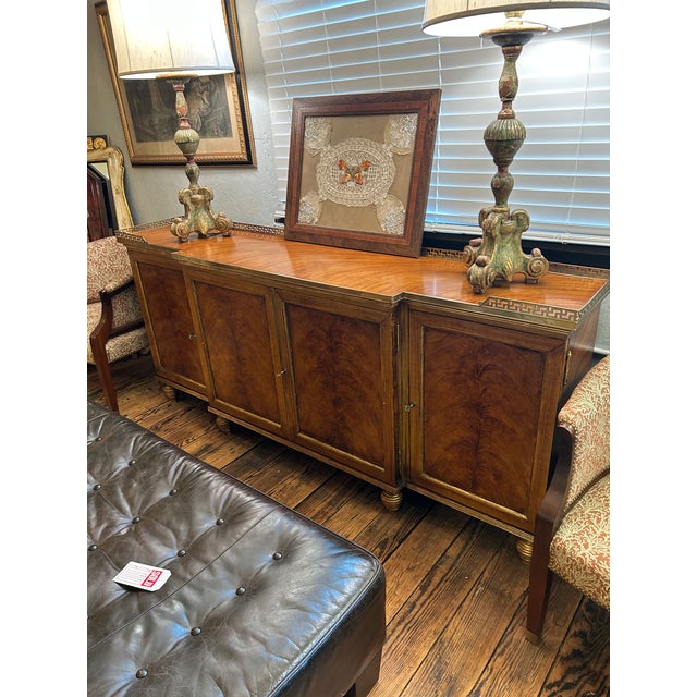 Brown French Vintage Louis XVI Flame Mahogany Sideboard With Greek Key Gallery For Sale - Image 8 of 15