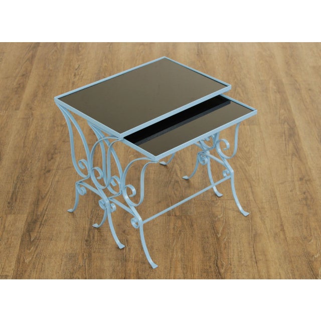 Hollywood Regency Wrought Iron Nesting Tables - A Pair For Sale In Philadelphia - Image 6 of 13