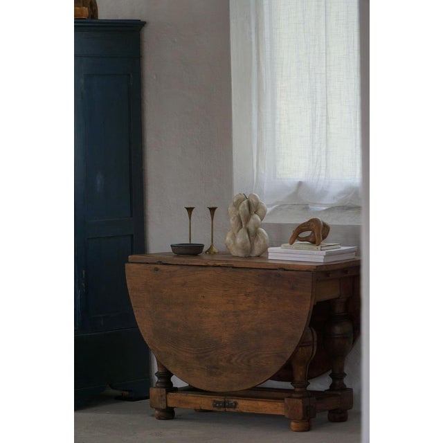 Gold Antique 19th Century Baroque Danish Drop-Leaf Table in Oak For Sale - Image 8 of 18