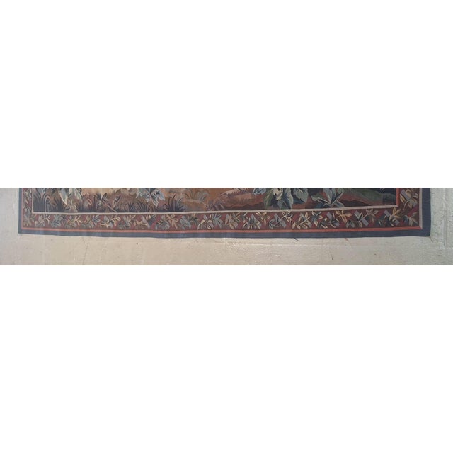 Textile Vintage Hunting Scene Tapestry Wall Hanging With Dogs & Pheasant For Sale - Image 7 of 8