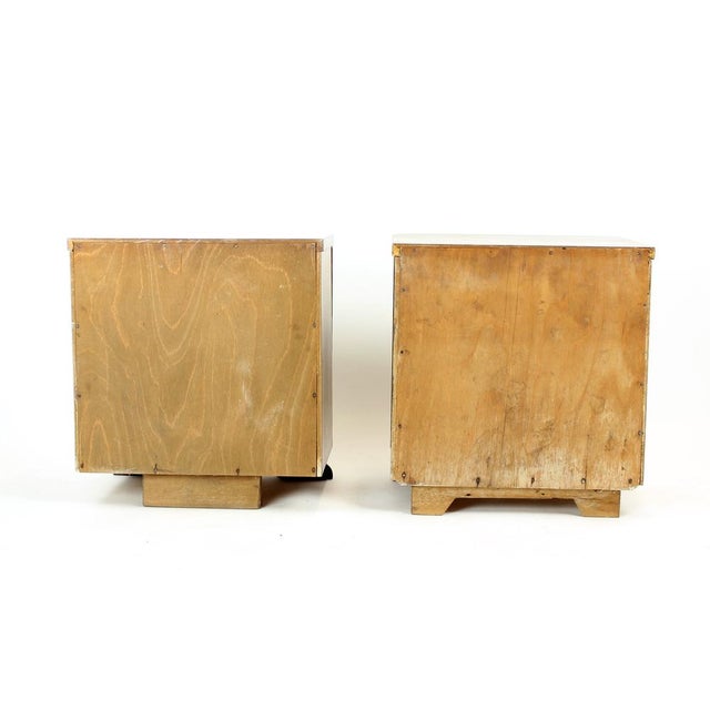Vintage Art Deco Bedside Tables in Walnut Veneer, Czechoslovakia, 1930s, Set of 2 For Sale - Image 12 of 17