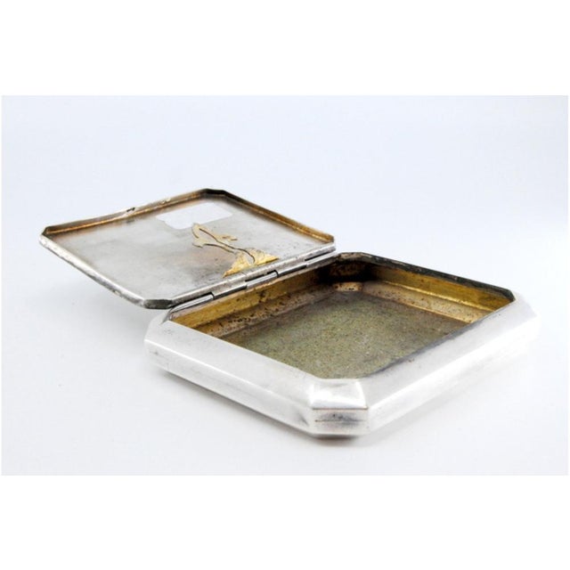 Silver Matte Silver Cigarette Case with Cut Corners For Sale - Image 8 of 10