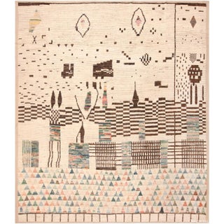 Nazmiyal Collection Abstract Folk Art Contemporary Central Asian Area Rug For Sale