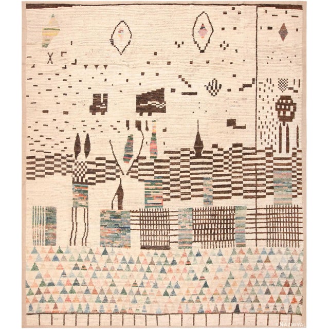 Nazmiyal Collection Abstract Folk Art Contemporary Central Asian Area Rug For Sale