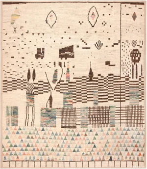 Nazmiyal Collection Abstract Folk Art Contemporary Central Asian Area Rug