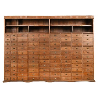 Wooden Bookcase with 99 Drawers, 1940s For Sale