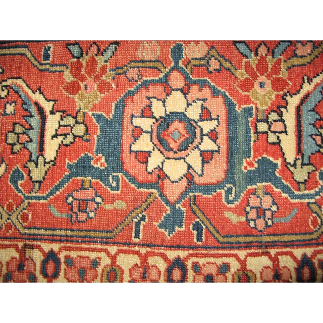 Red Antique Persian Serapi Carpet, 8'9" × 10'2" For Sale - Image 8 of 9