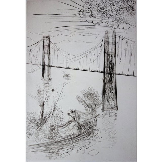 Salvador dali (1904-1989) san francisco: golden gate bridge original drypoint engraving signed in pencil justified...