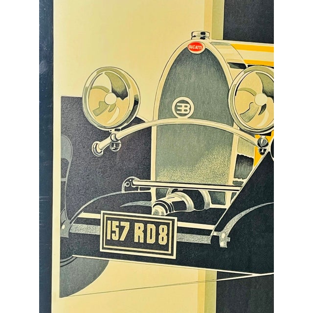 1950s Bugatti Type 46 Art Deco Lithograph Poster by René Vincent Framed For Sale - Image 12 of 18