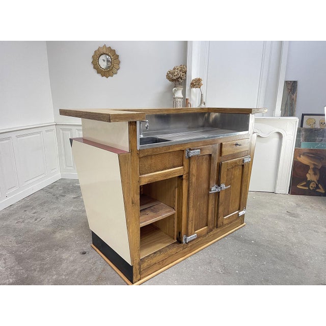 1970s Vintage Bar in Oak and Formica, 1970s For Sale - Image 5 of 11