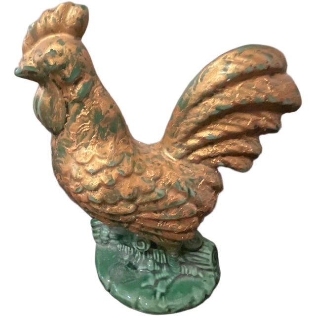 Mid Century Green & Gilt Glazed Ceramic Rooster from Dartmouth Pottery England, 1960s For Sale - Image 6 of 6