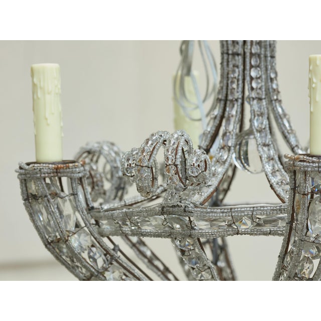 1920s French Four-Light Chandelier with Faceted Crystals and Beaded Strands For Sale - Image 12 of 12