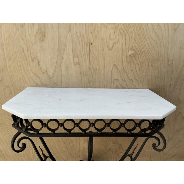 Vintage Scrolled Iron Wall Console After Royere For Sale - Image 15 of 17