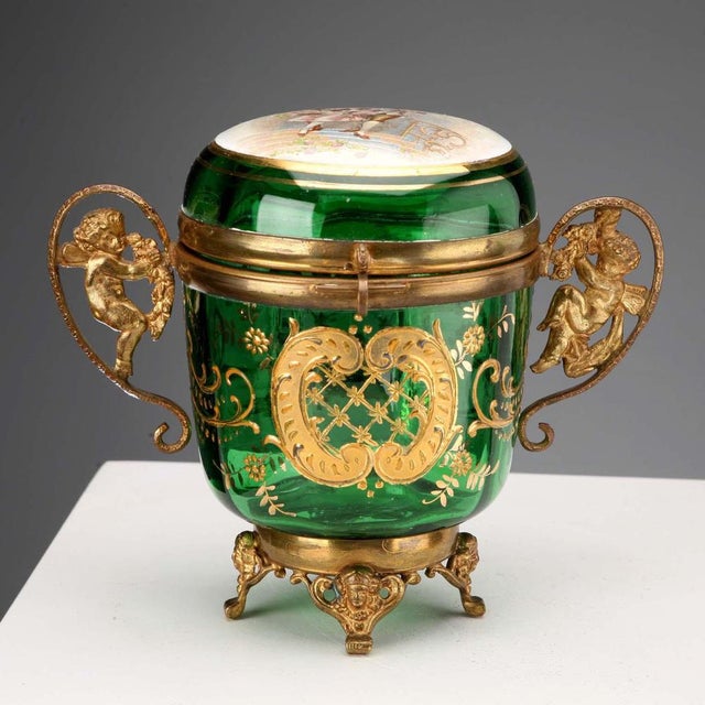 Glass and Gilt Metal Jewelry Box For Sale - Image 9 of 9