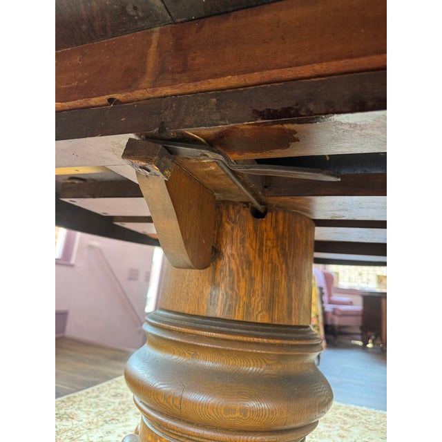 Antique Oak Pedestal Table With Clawfeet For Sale - Image 10 of 14