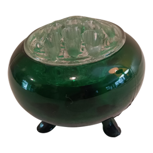 Vintage 1950's Viking Evergreen Flowerlite Frog 4 1/4" With Crystal Frog
